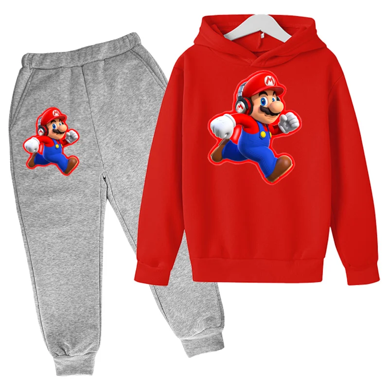 

Mario - Boy's Hoodie and Pants, Cotton Suit + 2p Pant, Boy's Clothes, for Spring and Autumn, Keep Warm