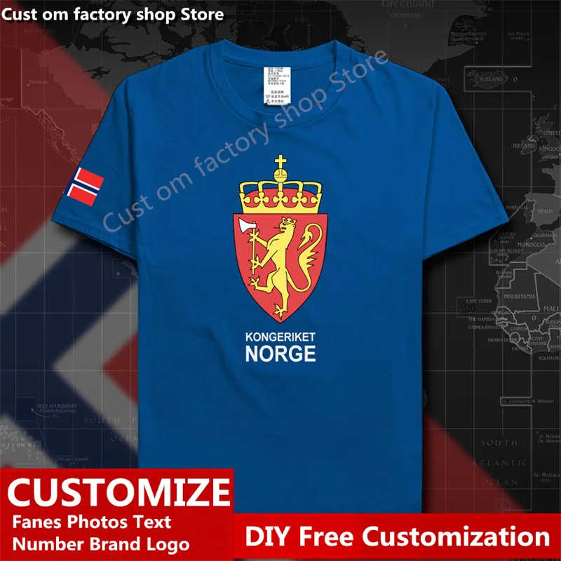 Норвежская хлопковая Футболка Norge изготовленная на заказ футболка для фанатов с