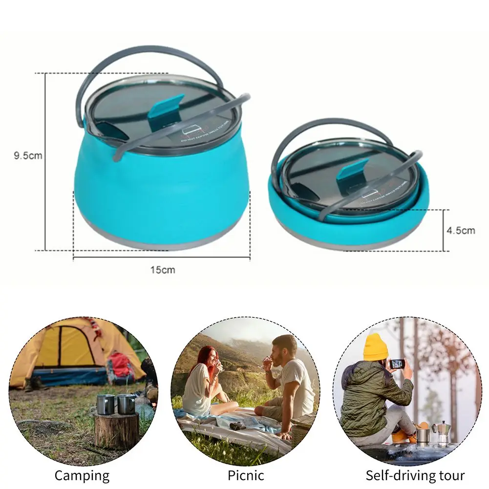 Мини походный уличный складной чайник для кипящей воды силиконовый кофейная
