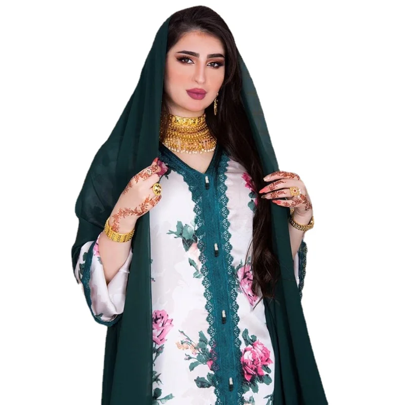 

Robe Femme Musulmane Dress Muslim Fashion Middle Eastern Print Robe Jalabiya Arab Muslim Long Dress Abaya Dubai Abaya Turkey