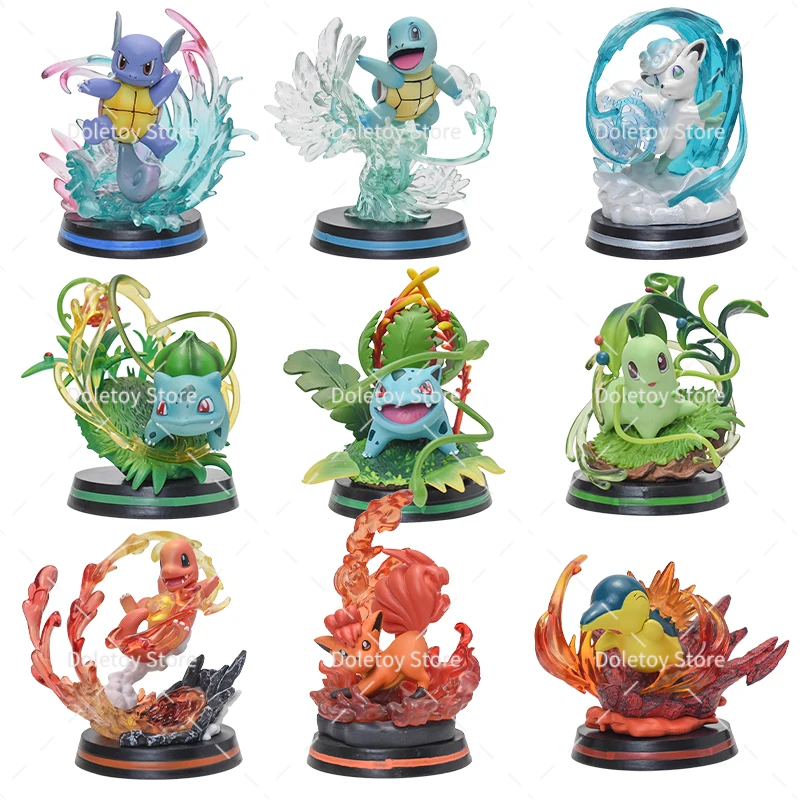 

Pokemon Special Effects Figure Charmander Squirtle Bulbasaur Chikorita Ivysaur Cyndaquil Vulpix PVC Action Model Toys Gifts