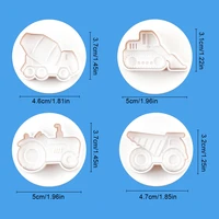 4 pieces biscuit embossing molds vehicle pattern sugarcraft portable mould decorating diy crafting stamper baking too
