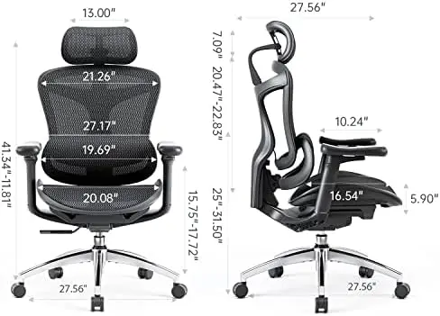 

Doro C300 Ergonomic Office Chair with Ultra Soft 3D Armrests, Dynamic Lumbar Support for Home Office Chair, Adjustable Backrest