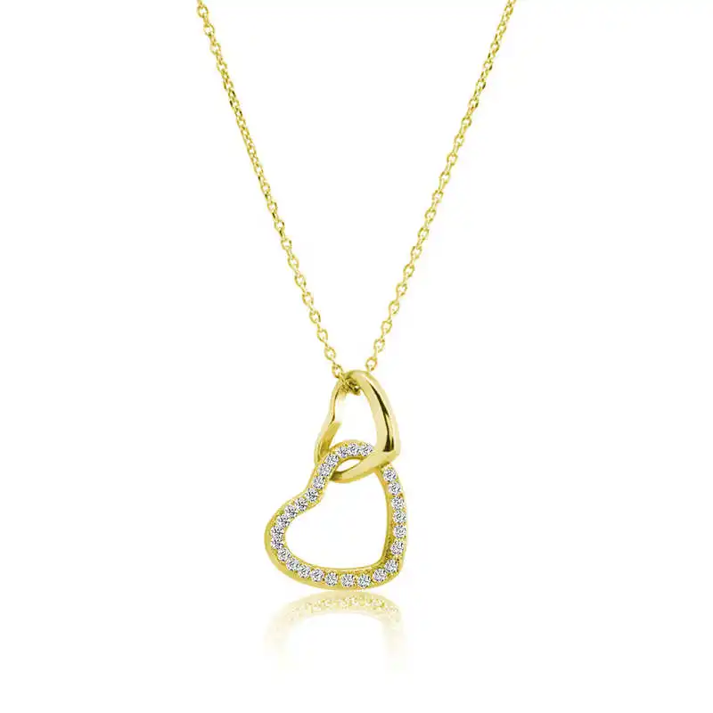

Tevuli 925 Sterling Silver Gold Two Heart Woman Necklace