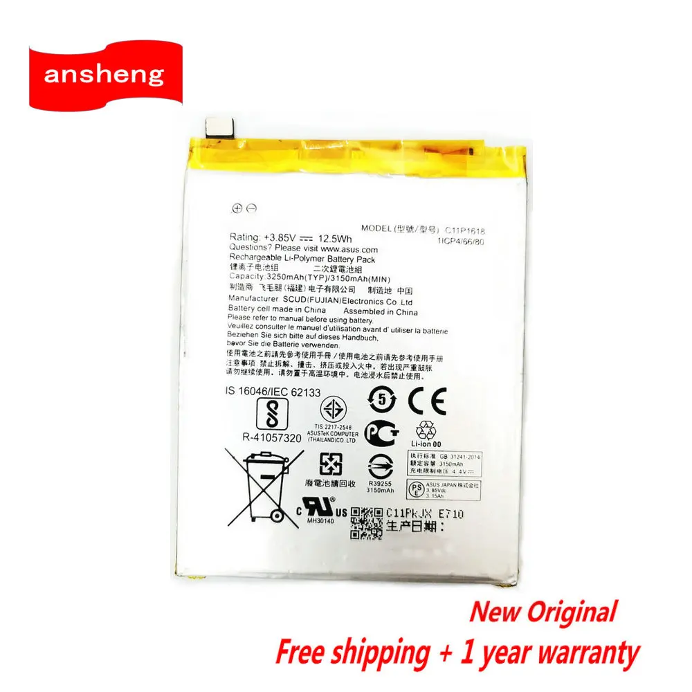 

Original 3150mAh C11P1618 Battery For Asus Zenfone 4 Z01KD ZE554KL ZenFone 5Q Lite ZC600KL X017DA Z01KDA Z01KS X017D Cellphone