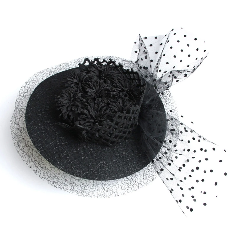 

Fascinators Hats Cocktail Tea Party Headwear Veil Mesh Top Hat w/ Hair Clip Masquerade Hat Witch Top Hat for Girls Women Y1QD