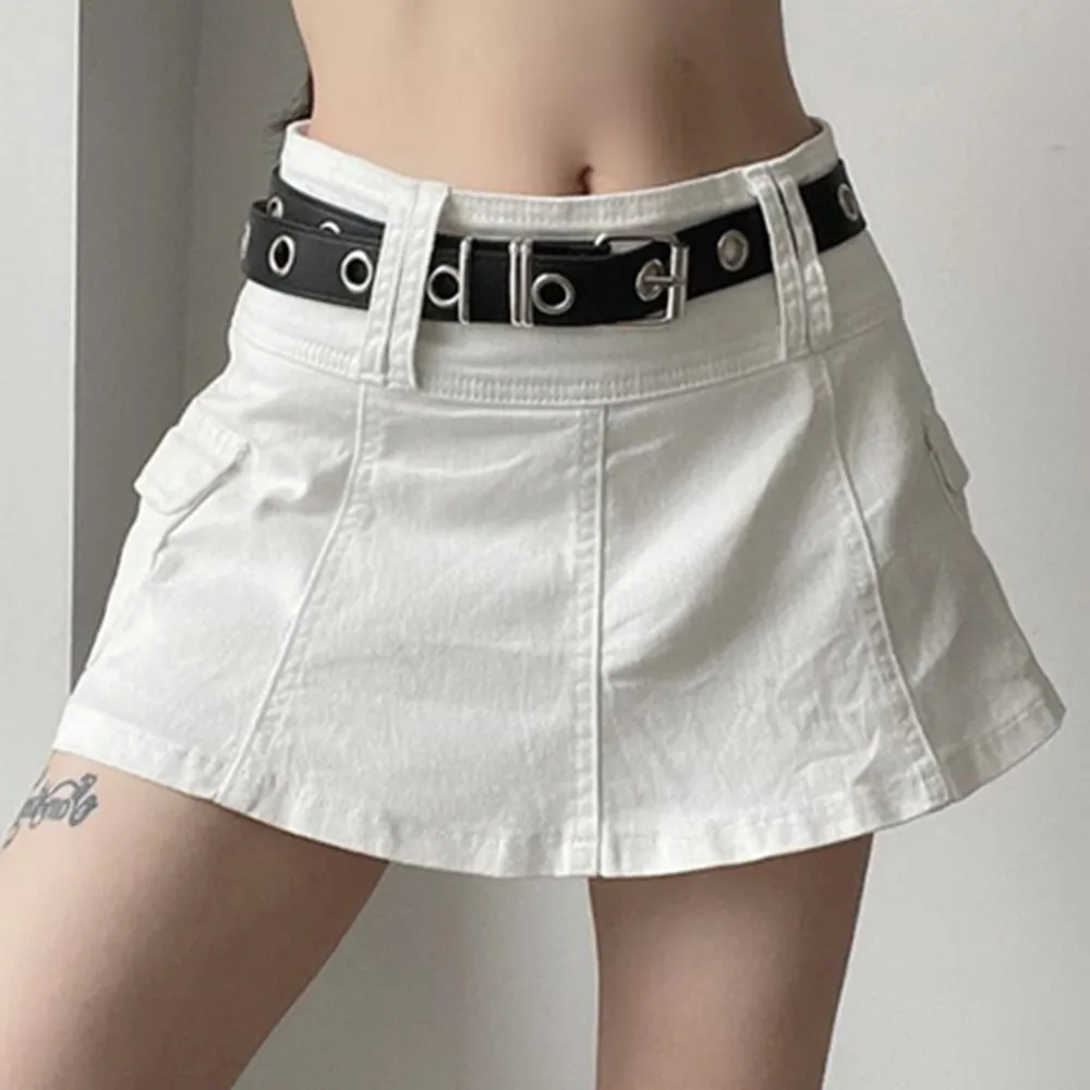 

Женская джинсовая юбка-карго, Готическая белая юбка в стиле ретро 1920-х годов, сексуальная юбка в стиле гранж и феи, y2k