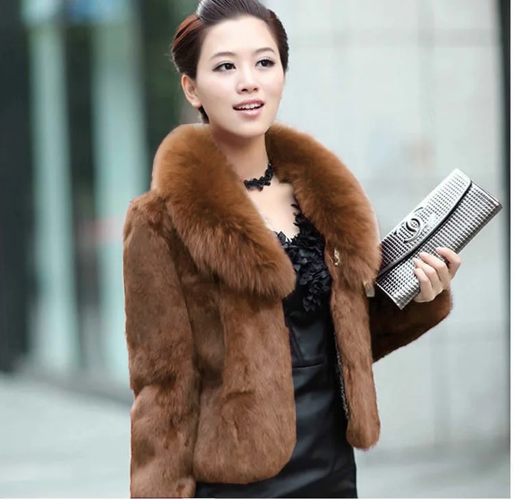 Autumn Faux Mink Faux Fur Short Female Faux Faux Fur Fox Fur Collar Rabbit Hair Short Coat Coat Batch Skinny Lady Clothes