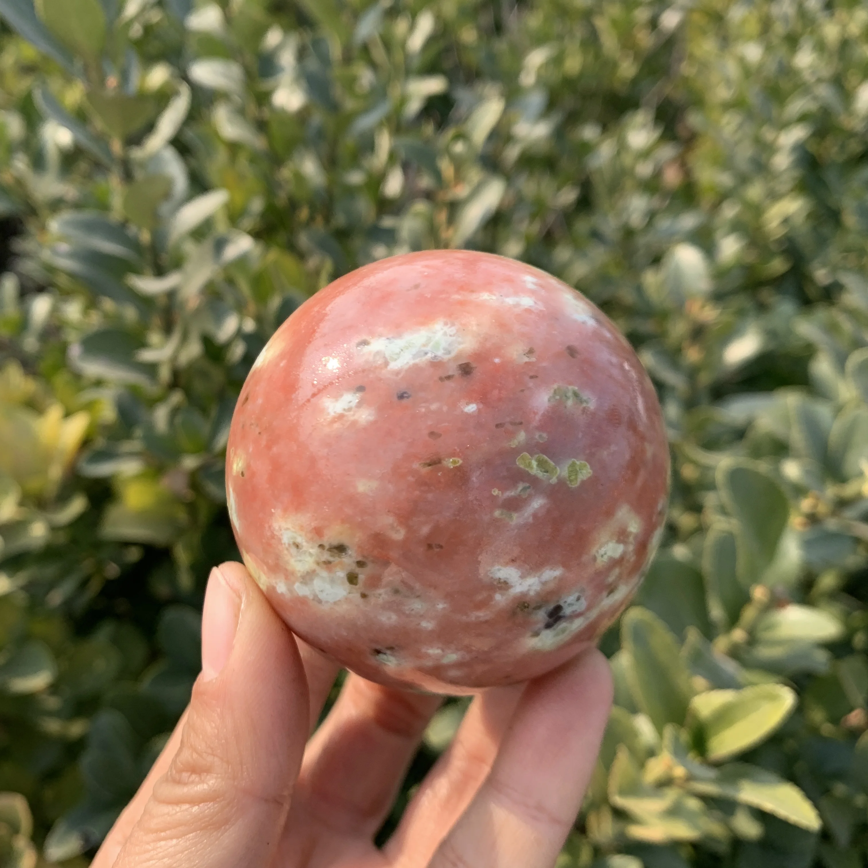 

50-70mm Natural peach blossom tourmaline Ball Pink crystal stone Sphere Healing Stone Home Decoration