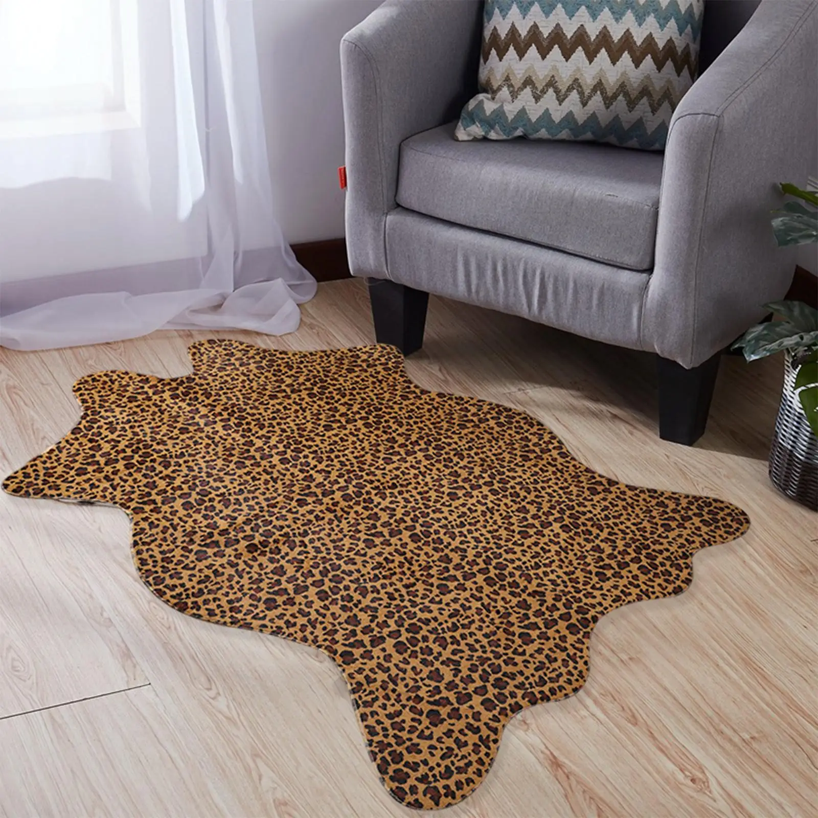 

Modern Leopard Print Area Rugs Durable Non Plush Rugs Polyester 5cm Floor Mat Irregular Door Mat for Home Decor Dorm Bedroom