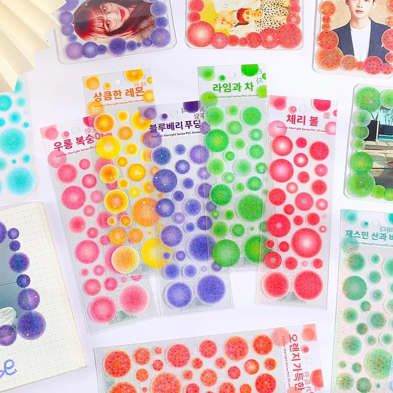 

2 шт. кавайная круглая блестящая коллекция декоративных наклеек Kpop Idol альбом для открыток наклейка для скрапбукинга корейские Канцтовары