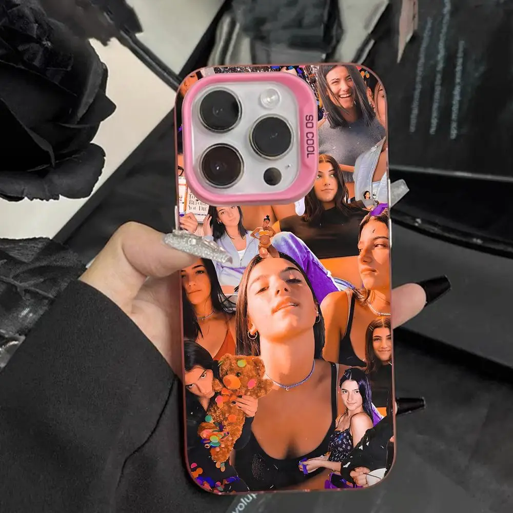 Фото Чехол для телефона Charli Damelio для iPhone 18 17 16 15 14 13 12 11 X XR XS Air Pro Max Plus, розовый, разноцветный, серебристый. №1