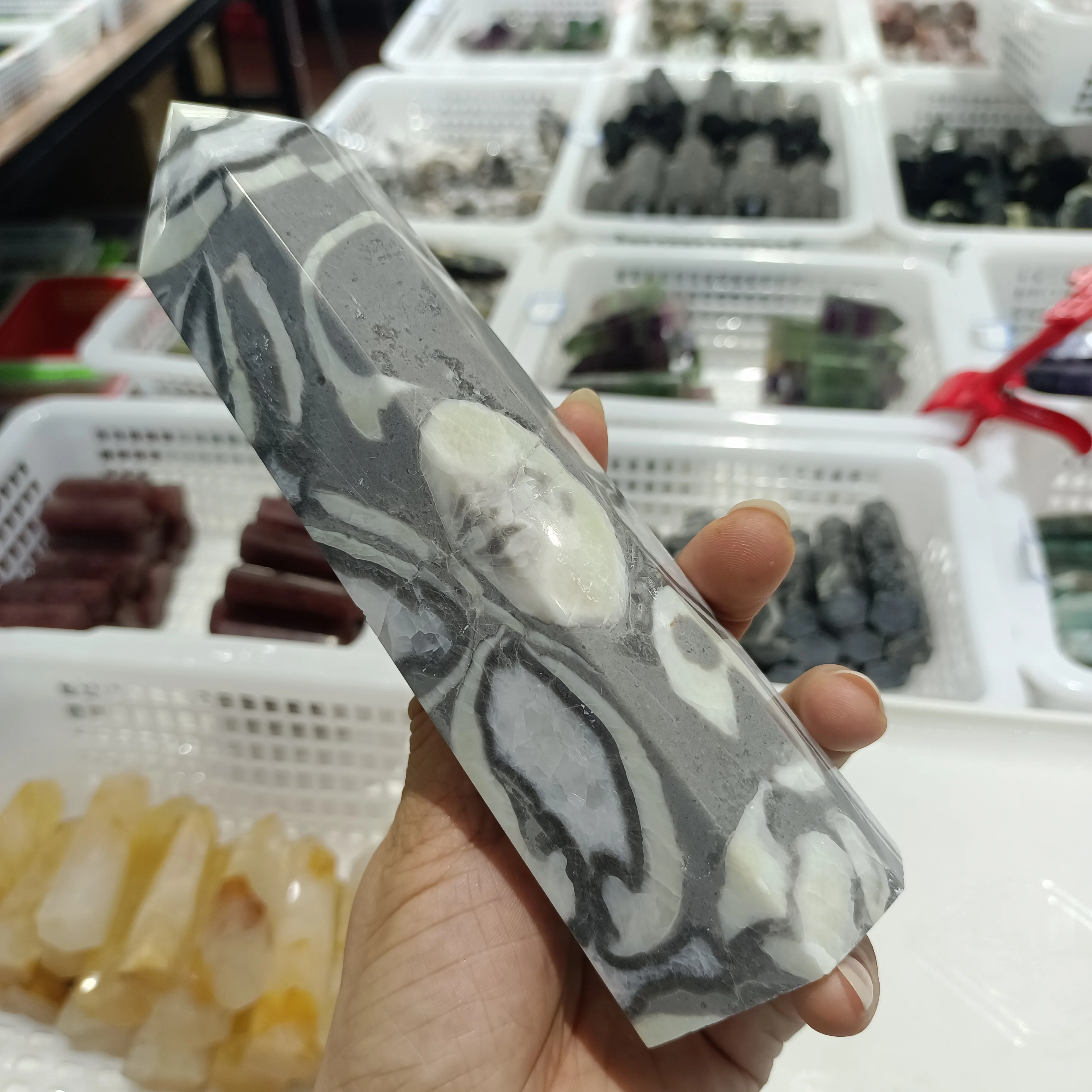 

Natural Shell Stone Column Crystal Energy Healing Home Office Decoration Craft Gifts Mineral Degaussing