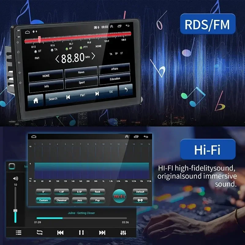 Podofo 2 Din 1+32/2+64 Android Автомобильный радиоприемник Автомобильная стереосистема 9