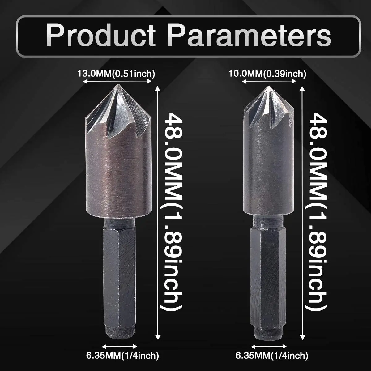 Набор сверл для зенковки с 7 канавками комплект из 2 насадок шестигранным