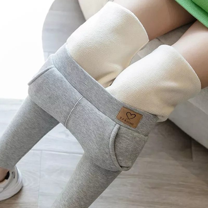 Waist Soft Winter Pocket Leggings for Women Fleece High Waist Thick Pants Velvet Thermal Grey Women's Warm Leggings