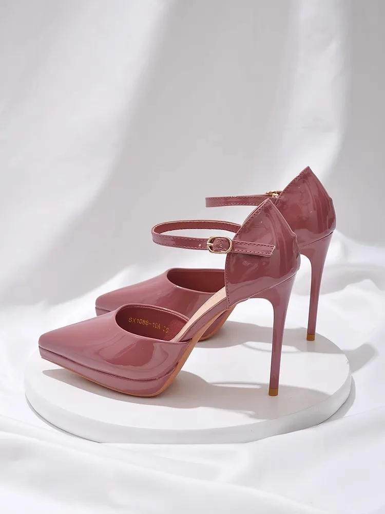 Туфли женские на высоком каблуке 11 см пикантные сандалии с ремешком щиколотке и