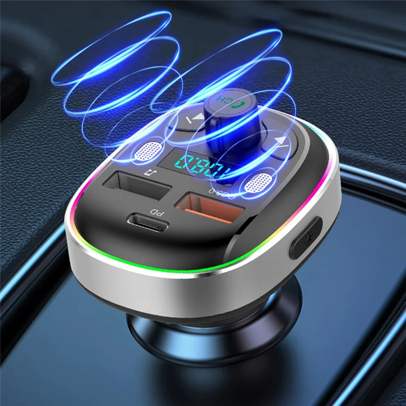 Bluetooth 5.3 FM-передатчик Автомобильный радиоадаптер PD 30 Вт и быстрое автомобильное