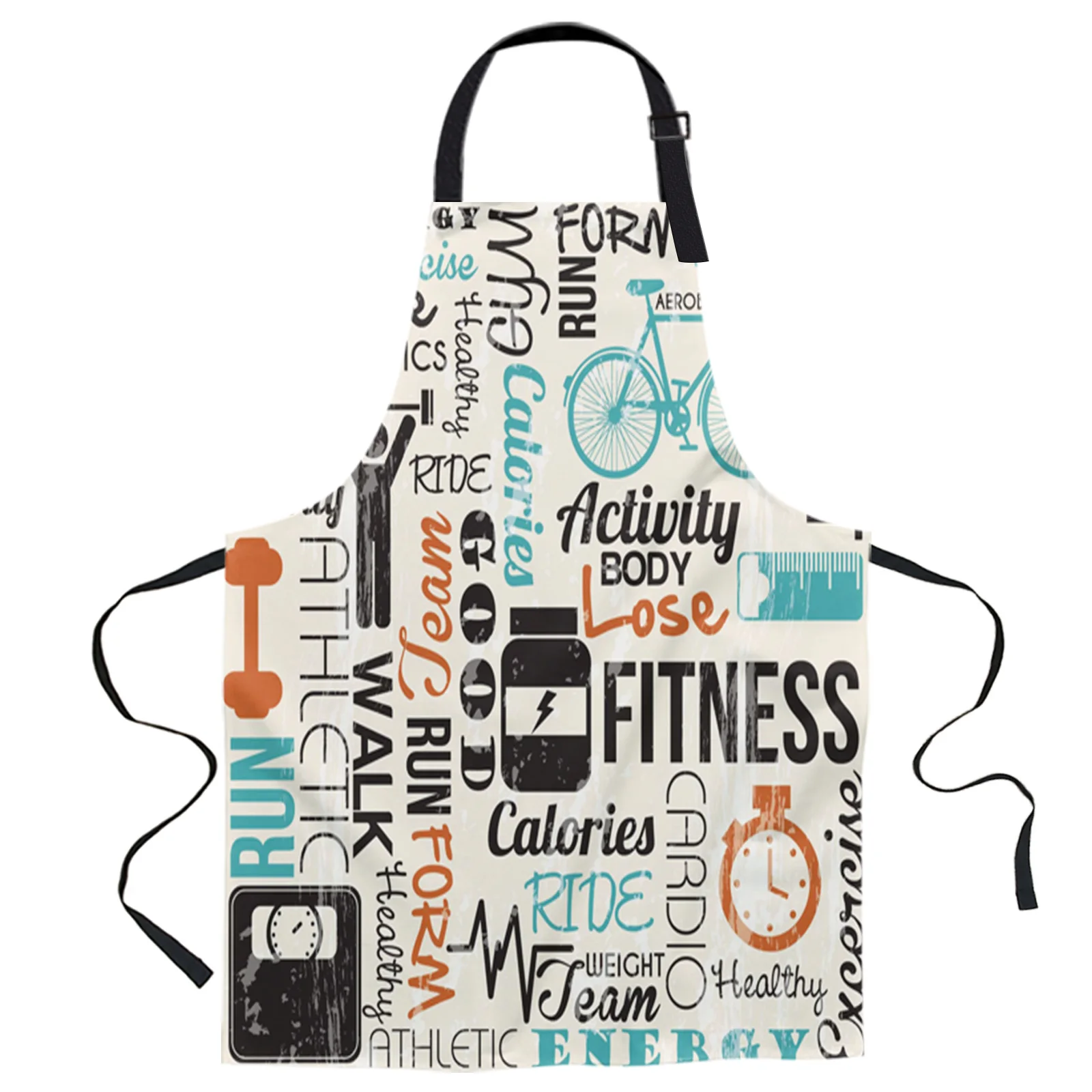 

Clock Bicycle Barbell Robust Retro Design Adjustable Canvas Kitchen Coffee Apron Ladies Couple Cooking Dining