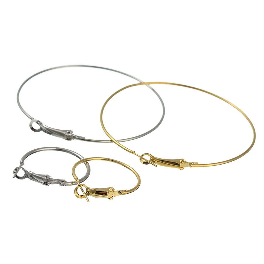 1 Pair 25 30 40 50 60mm Rhodium Gold Color Round Big Circle Hoop Earring Hoops DIY Fashion Women Jewelry Making Accessories |