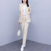 womens casual suit coat pants two piece 2022 spring autumn new blazers jacket trousers set korean elegant professional wear