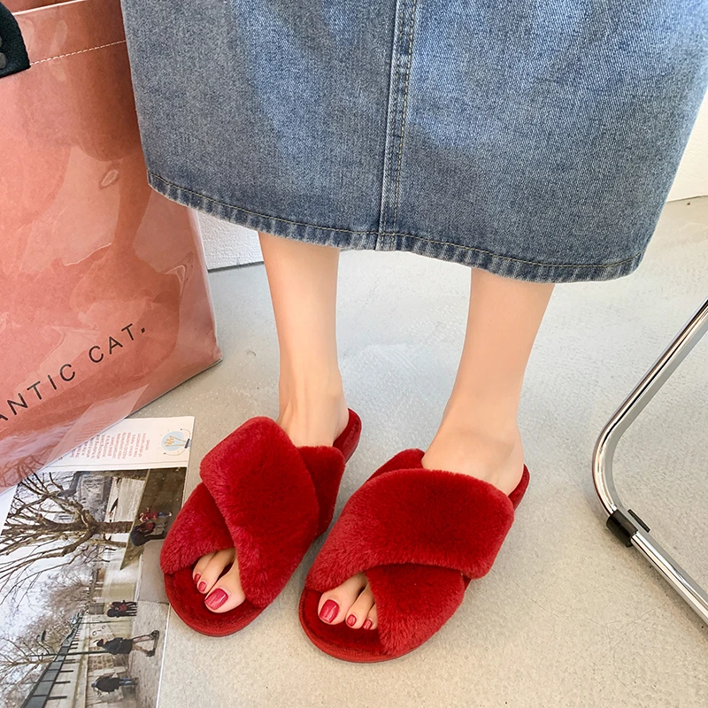 Женские зимние тапочки новинка плоская подошва флисовые толстые хлопковые