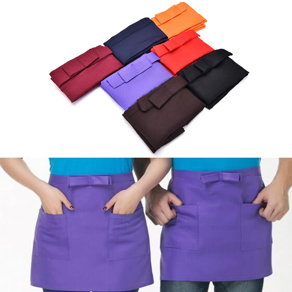 

New Bar Pub Kitchen Cotton Bow Short Half Waist Apron Cafe Server Waiter Waitress High Quality