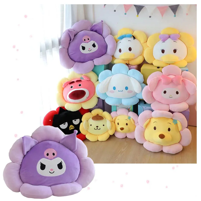 

45cm Cute Cartoon Anime Sunflower Plush Toys Pillow Sanrioed My Melody Cinnamoroll Kuromi Purin Dog Doll Children Birthday Gifts