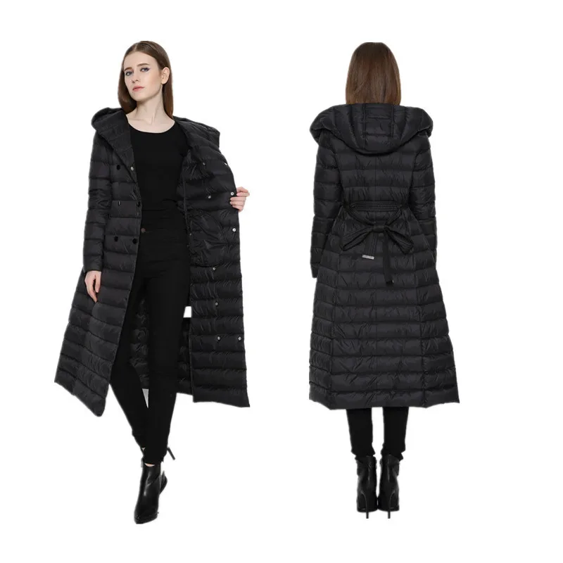 2024 новое брендовое женское длинное зимнее теплое пальто ультралегкое 90% белое