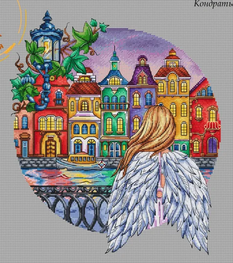 DIY Needle Work 38-43 Angels in the City Набор для вышивки крестом 28ct 14ct 32ct Metallic aida