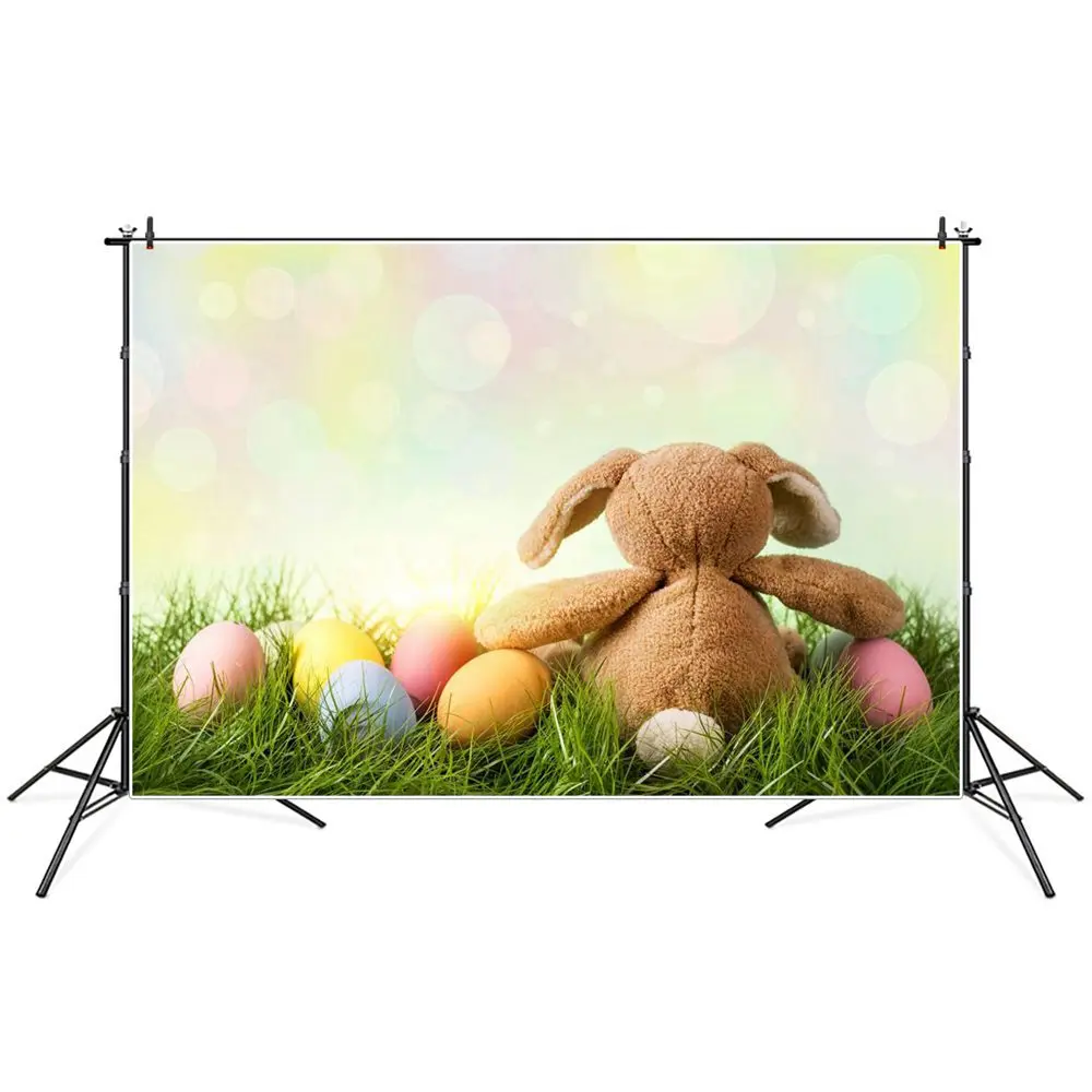 

Easter Photography Backdrops Toy Rabbit Bokeh Eggs Grassland Custom Baby Spring Party Home Decoration Photo Booth Backgrounds