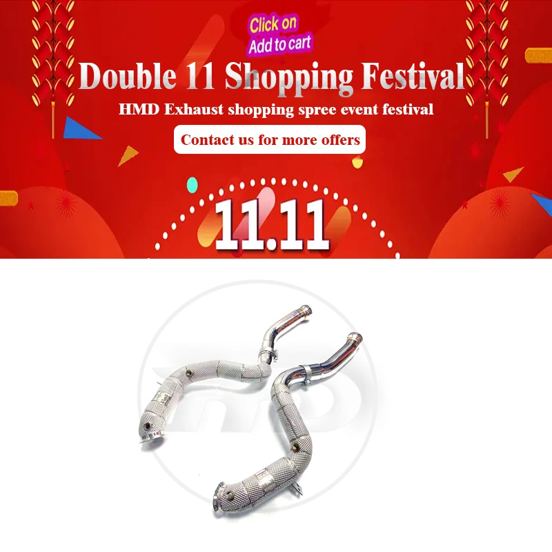 

HMD Exhaust Manifold Downpipe for Benz W205 C63 AMG Car Accessories With Catalytic converter Header Without cat pipe