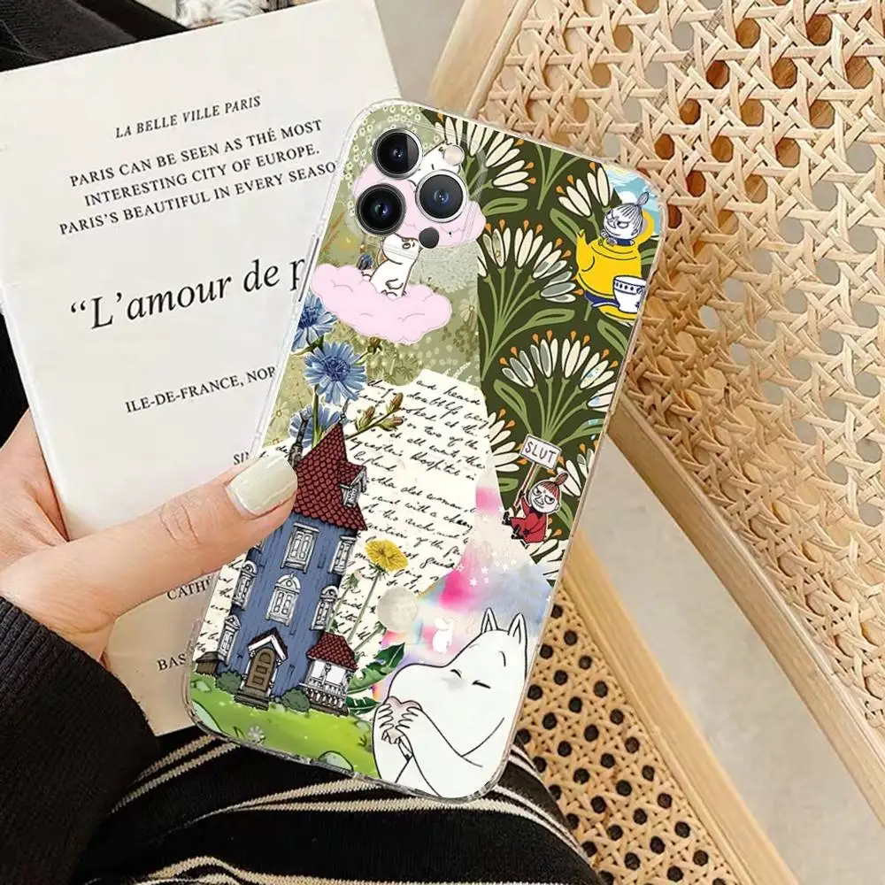 Прозрачный мягкий чехол для телефона с изображением аниме M-Moomins для IPhone 15, 12, 14, 16, 17, 13 Plus 11 Pro Max 13 Pro (art.: 3920d383003a9) - 3920d383003a9