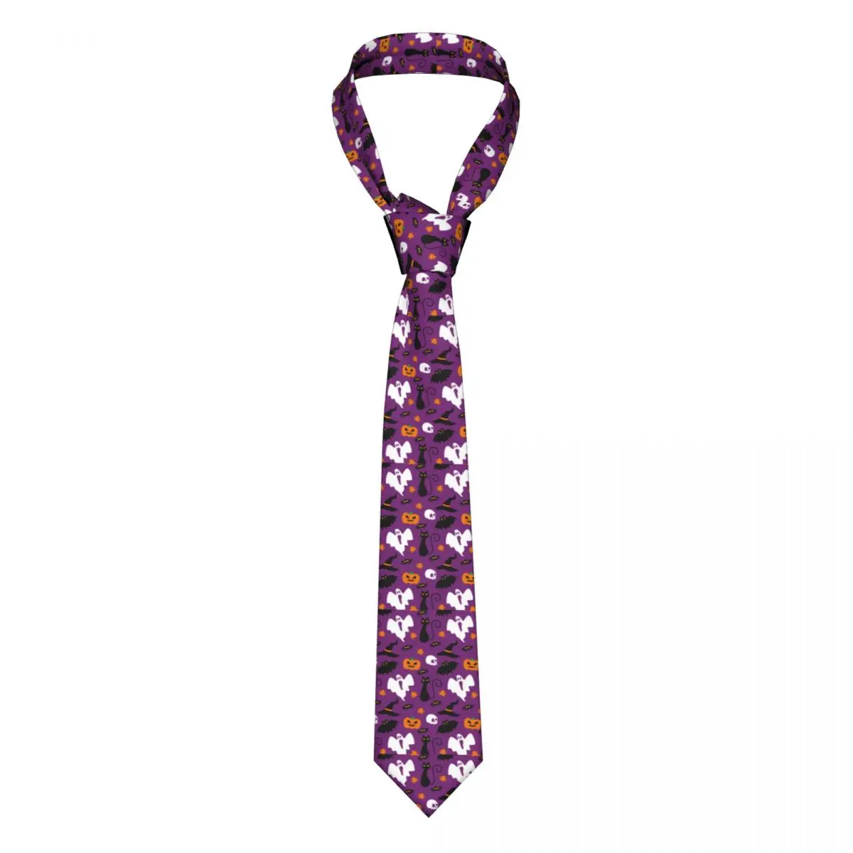 

Cute Halloween Tie Ghost And Skull Print Blouse Fashion Neck Ties Formal Polyester Silk Gift Man Cravat