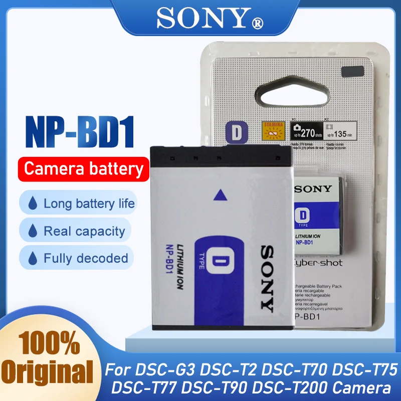 Оригинальная батарея для Фотоаппарата Sony Φ NP BD1 FD1 NP-BD1 DSC T300 TX1 T900 T700 T500 T200 T90 T77 NP-FD1 |