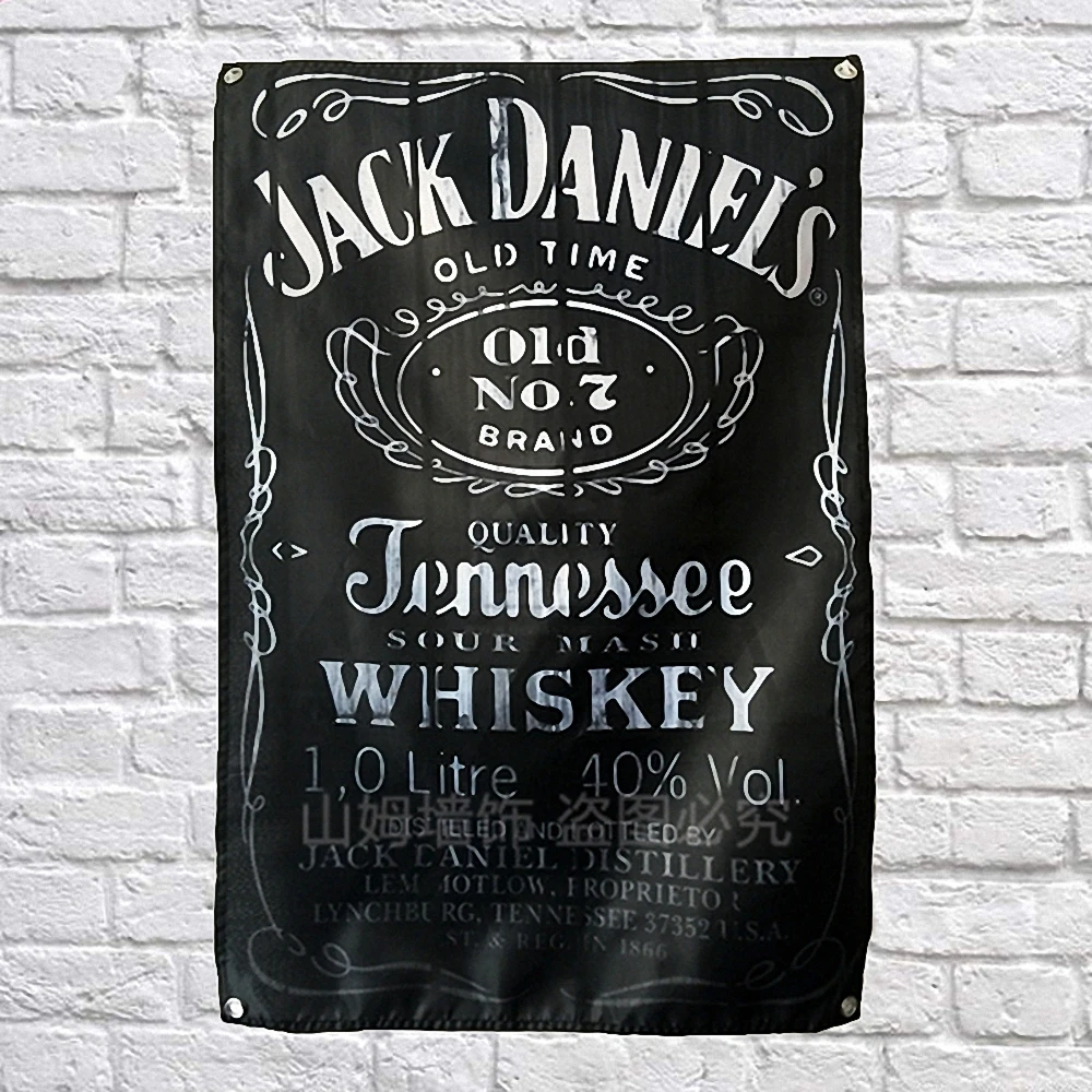 

Whiskey Shabby Retro Banner Wall Art Bar Winery Home Decoration Beer Day Poster Hanging Chart Flag with 4 Metal Grommets Gift