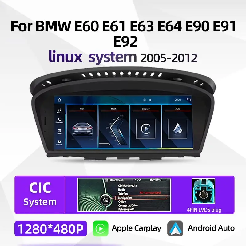 

Для BMW 3 5 серии E60 E61 E63 E64 E90 E91 E92 Беспроводной Carplay Android Auto BT Авто Play Мультимедийный видеоплеер Сенсорный