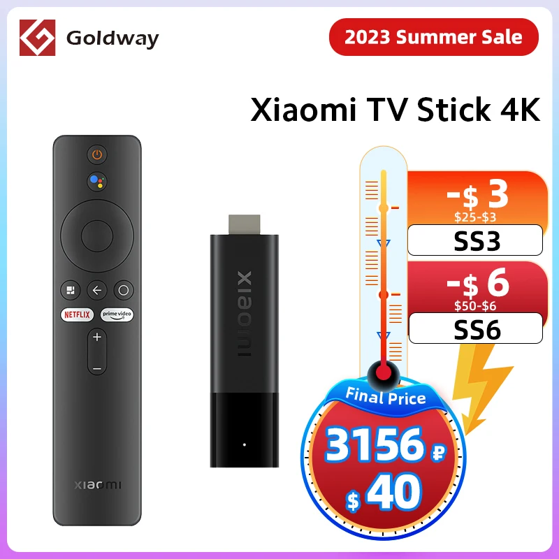 Global Version Xiaomi Mi TV Stick 4K Android TV 11 2GB RAM 8GB ROM Netflix Wifi Google Assistant Bluetooth 5.0 Smart TV Dongle