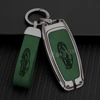 metal leather key case cover for audi a6 a7 a8 e tron q5 q8 c8 d5 remote key protector holder auto accessories