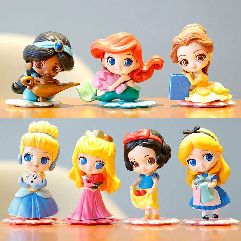 

Disney Qposket Sweet Princess Snow White Mermaid Cinderella Alice Sleeping Beauty Belle Handmade Toy Cake Ornaments Kawaii