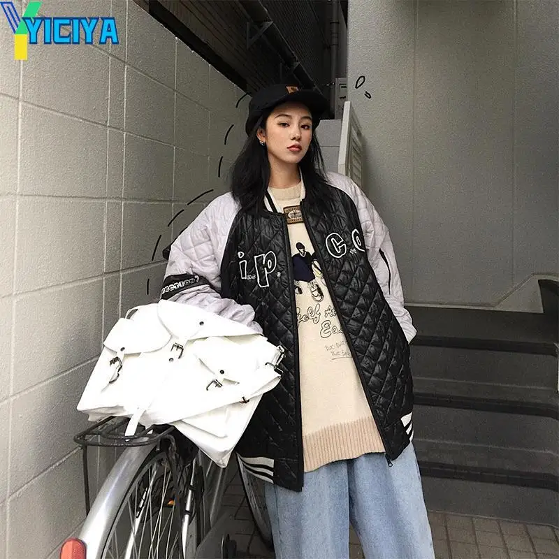 YICIYA Winter Jackets 2023 Woman Parkas Loose Thick Patchwork Women's Clothes All-Match Long-Sleeved Jacket Casual Ladies Coats