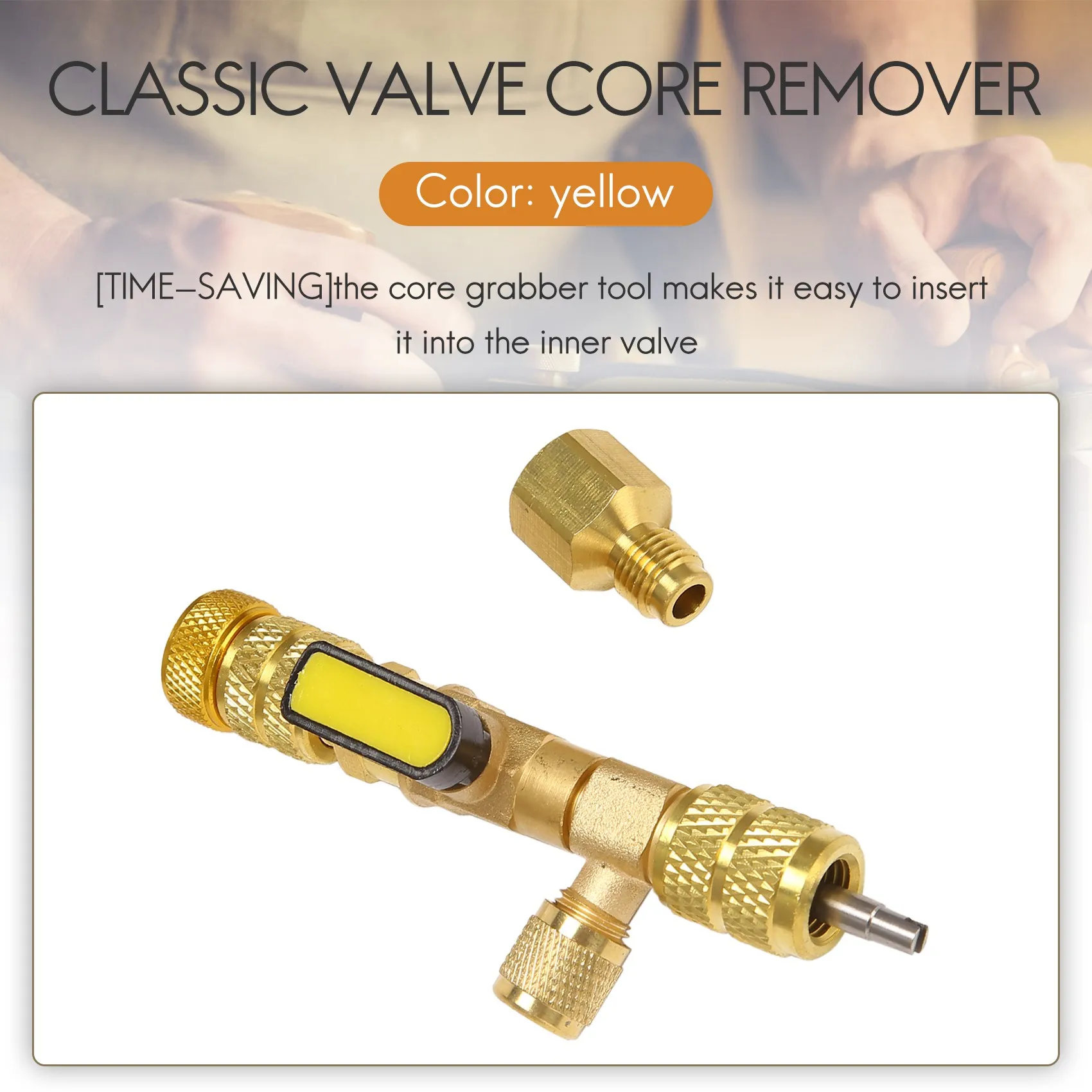 

R410A R22 Valve Core Remover Installer Tool with Dual Size SAE 1/4 & 5/16 Port for R404A R407C R134A R12 R32 HVAC System