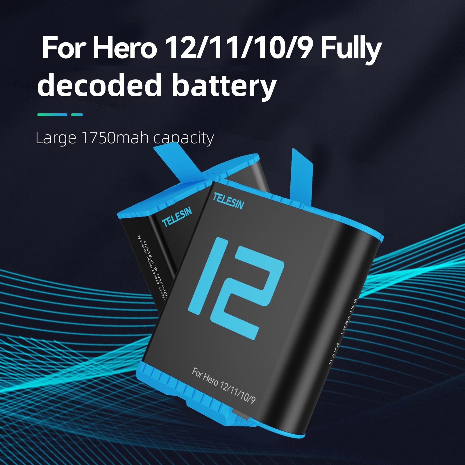 TELESIN 2 упаковки 1750 мАч аккумулятор для телефона 10 11 12 с аккумуляторной коробкой Go
