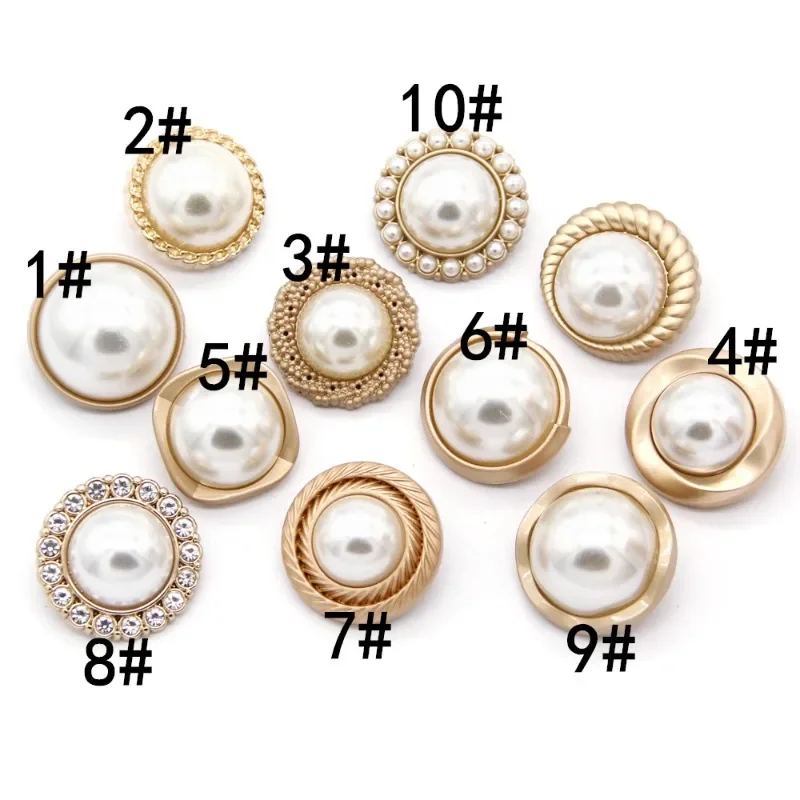 10 шт. жемчужные золотые металлические женские пуговицы для пальто одежды