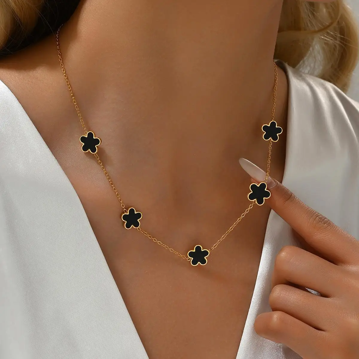 Позолоченный набор ювелирных изделий 18K позолоченное ожерелье из двух ракушек и