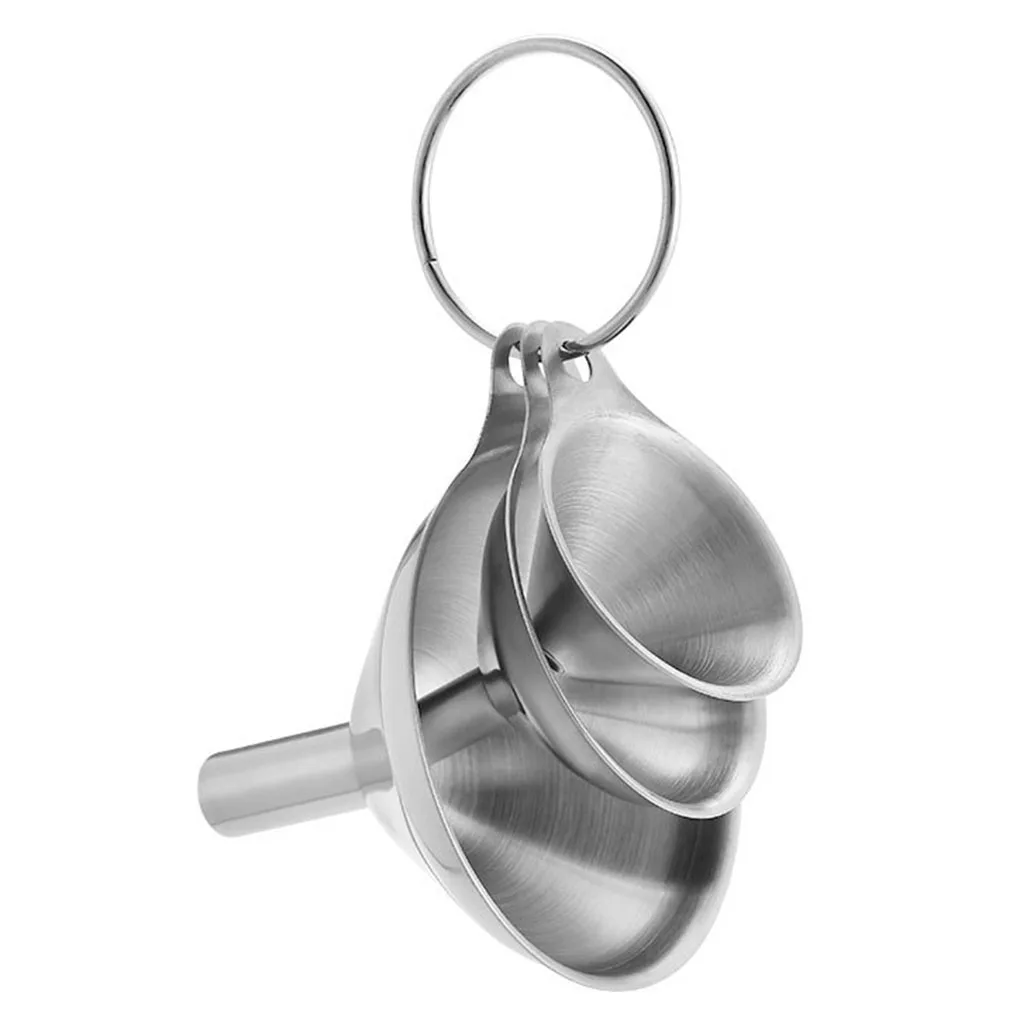 

Mini Stainless Steel Funnels 3Pcs/Set Portable Spices Wine Flask Filter Kitchen Gadgets Utensil