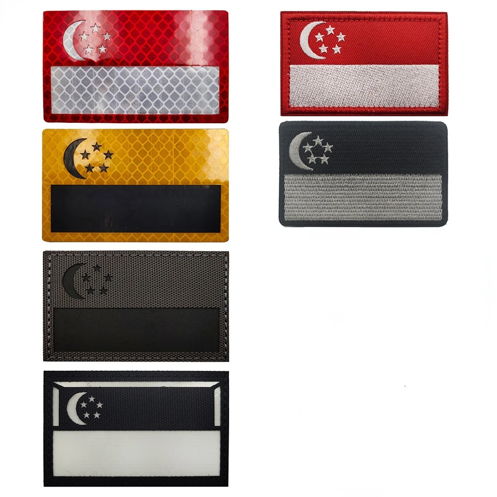 

Singapore Flag Hook & Loop Patches Asia IR Reflective Camo Embroidery Cloth Sticker for Military Morale Outdoor Backpack Badges