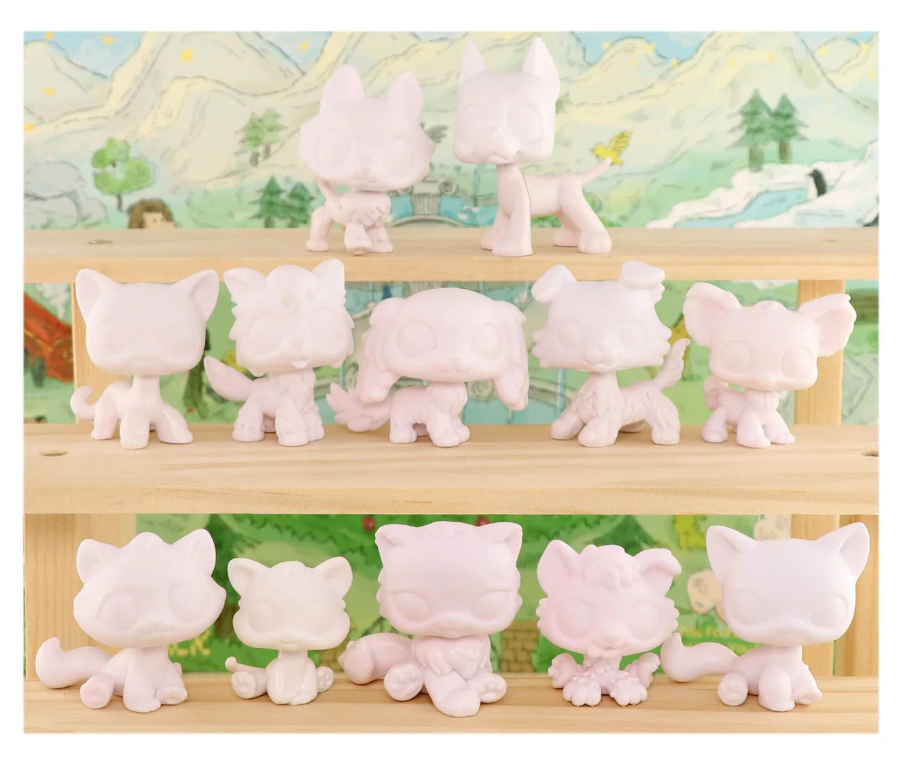 Фото LPS Minilpsshop Игрушка с качающейся головкой на заказ, белые основы для домашних животных, упаковка, 12 шт., белые формы, игрушки «сделай сам», дети играют в кошку, собаку №1