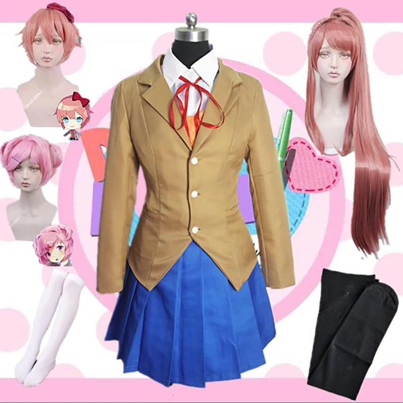 

Doki Doki Literature Club Monika Sayori Yuri Natsuki Costume School Uniform Girl Game Costume