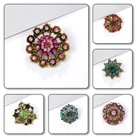 vintage colorful flower brooch pins women girls crystal rhinestone brooches wedding party lapel pins clothing accessories decor